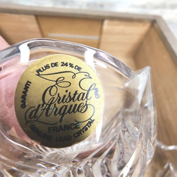 Set / 2 Candle Holders Genuine 24% Lead Crystal Glass Cristal d'Arques France EC - Picture 7 of 12